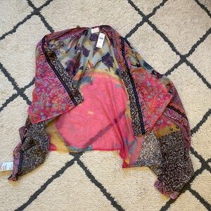 Anthropologie Elizabeth Gillett Shawl/Scarf Women’s Flower Patturn New with Tags